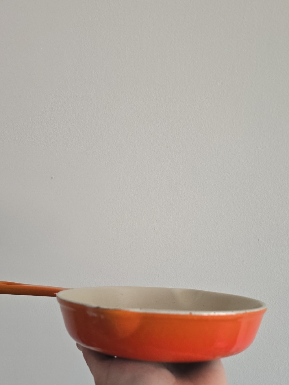 Vintage Le Creuset Orange Enameled Cast Iron Skillet - 16 - Picture 7 of 7